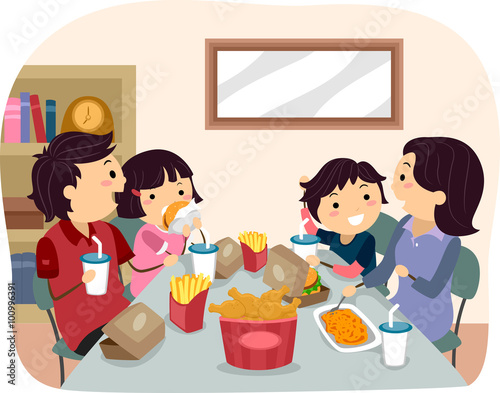 Stickman Family Home Fast Food Dinner/