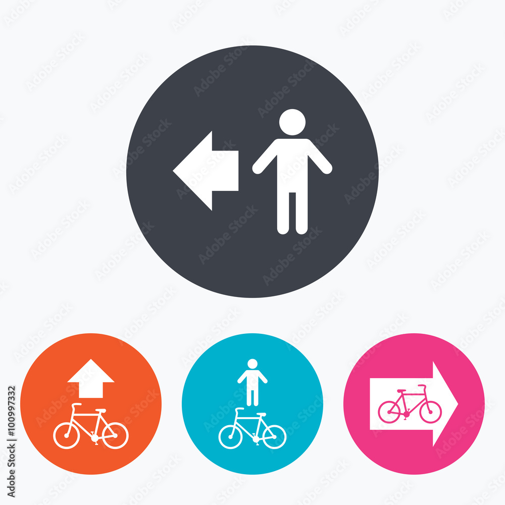 Pedestrian road icon. Bicycle path trail sign. Pedestrian road icon. Bicycle path trail sign.