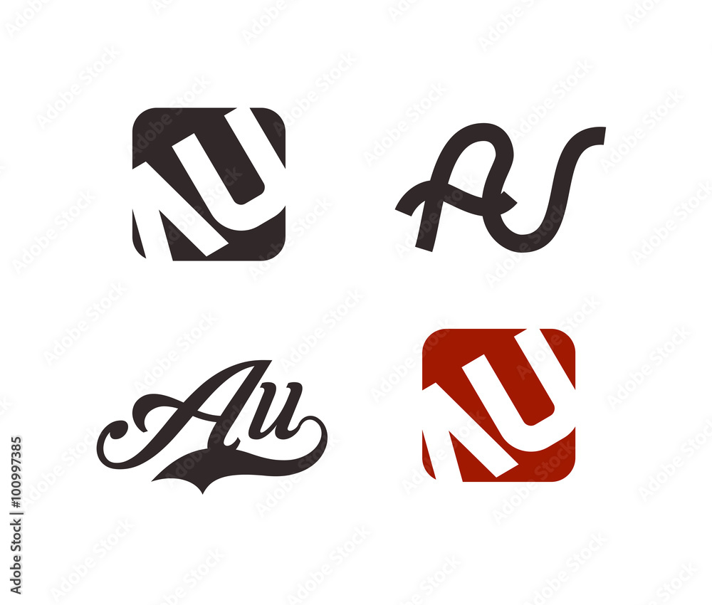 AU, Initial Company Logo set in vector. AU, Initial Company Logo set in vector.