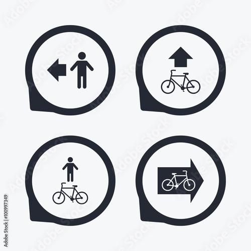Pedestrian road icon. Bicycle path trail sign.