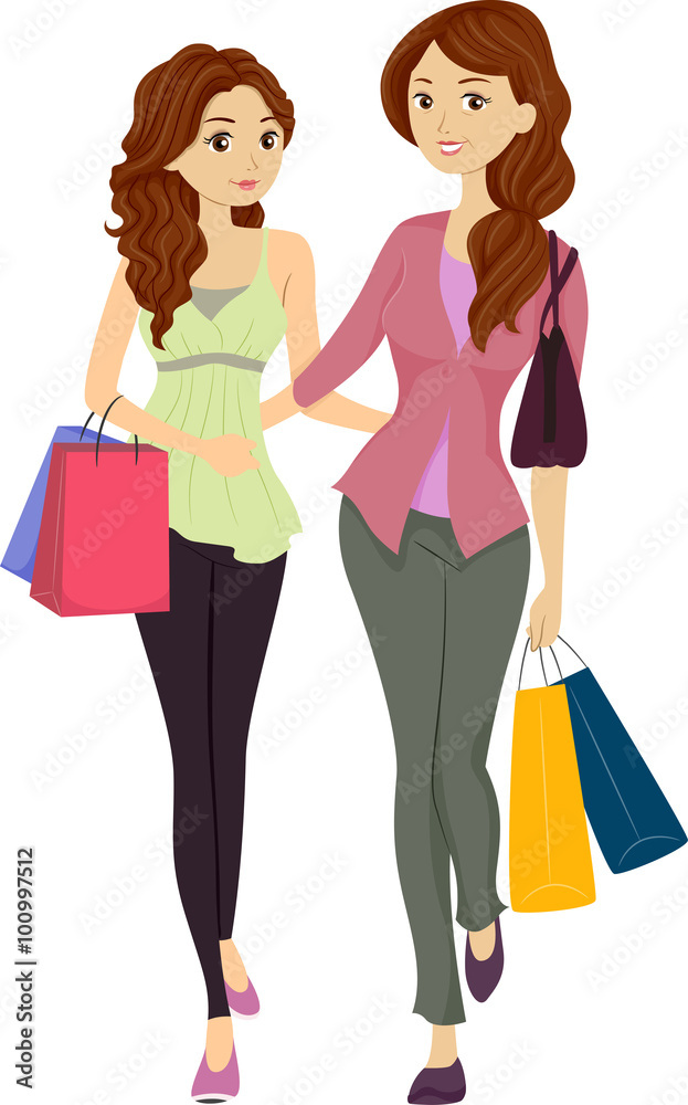 Mom and Daughter Shopping