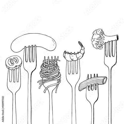 forks with foods