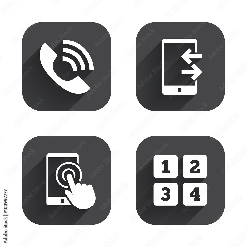 Phone icons. Call center support symbol. Phone icons. Call center support symbol.