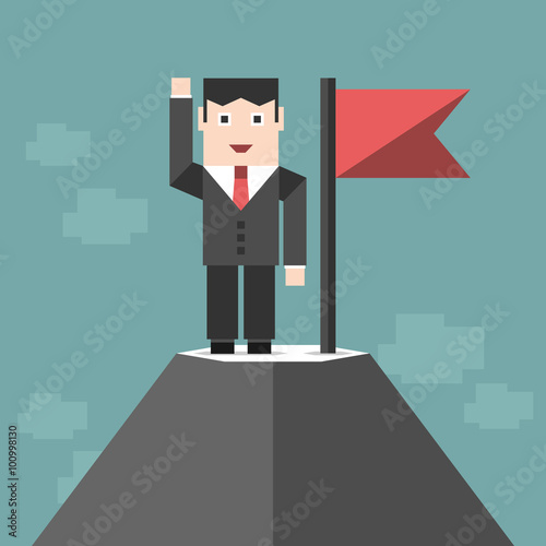 Businessman on high peak