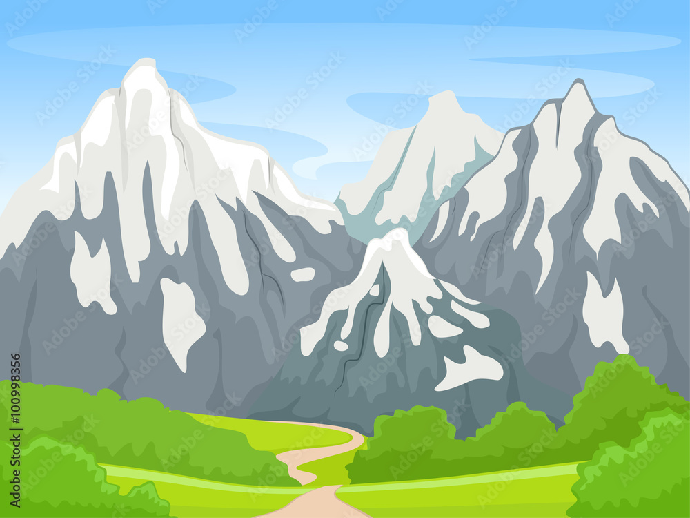 Fototapeta premium Snowy Mountain Scene