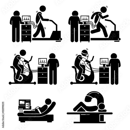 Exercise Stress Test for Heart Disease Stick Figure Pictogram Icons