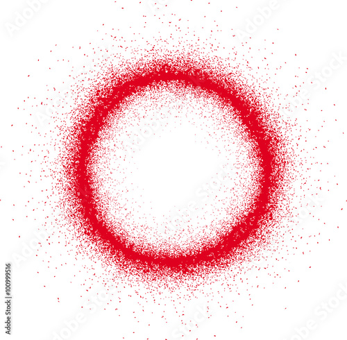 graffiti circle spray design element in red on white