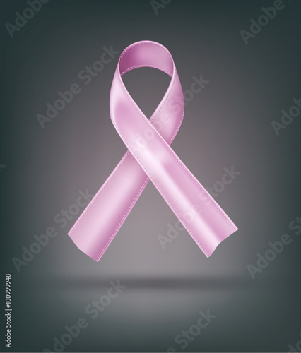 Vector pink ribbon (breast cancer, awareness month) Element for