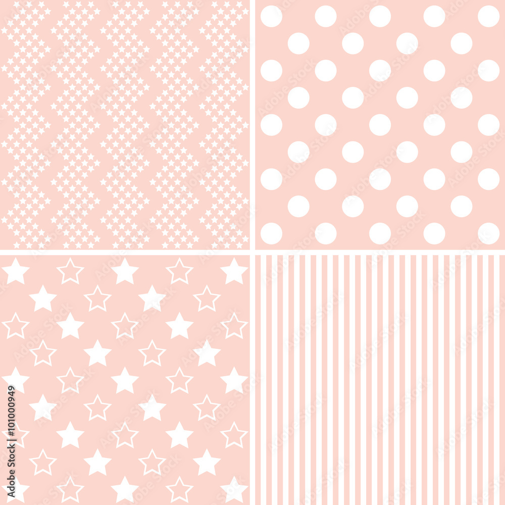  set of 4  background patterns in light pink.