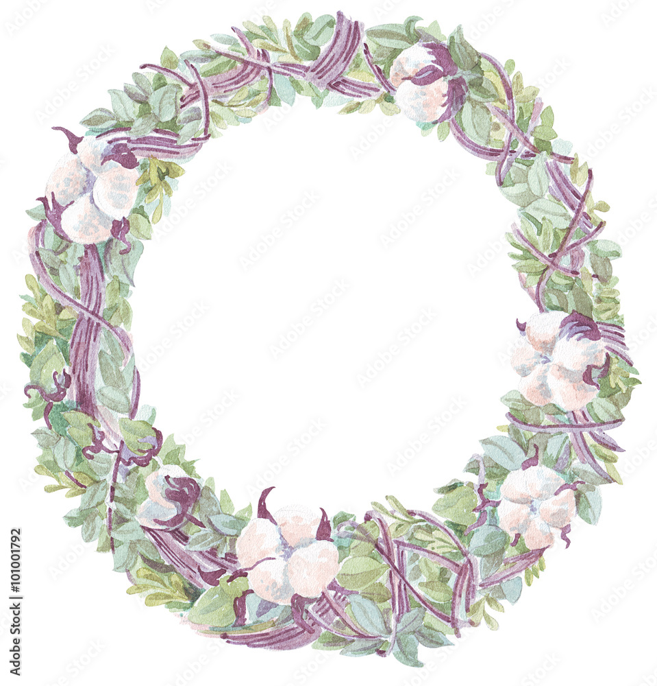 wreath background watercolor illustration