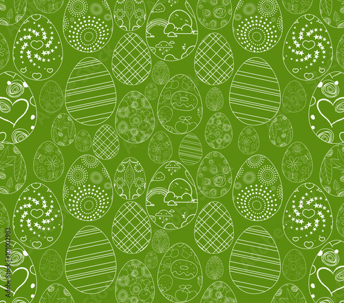 Abstract white easter egg on green background