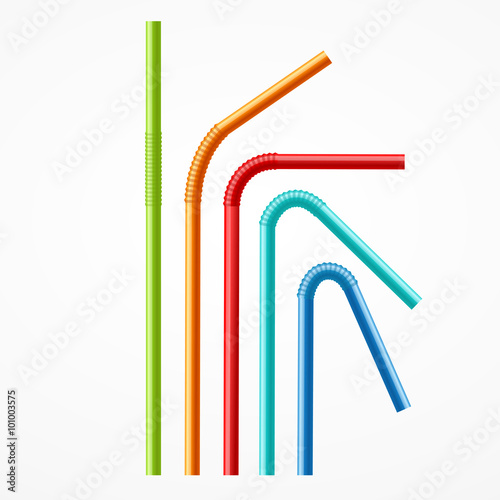 Colorful Drinking Straws Set. Vector