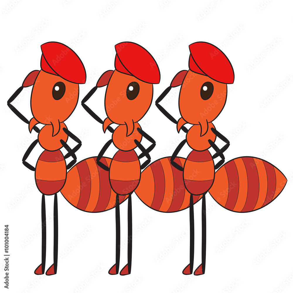 Fototapeta premium vector cartoon character ant army