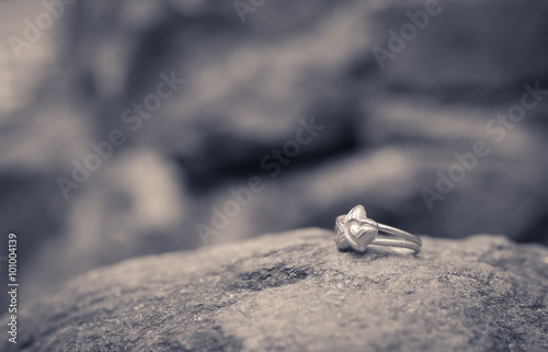 wedding ring put on stone(Love concept)