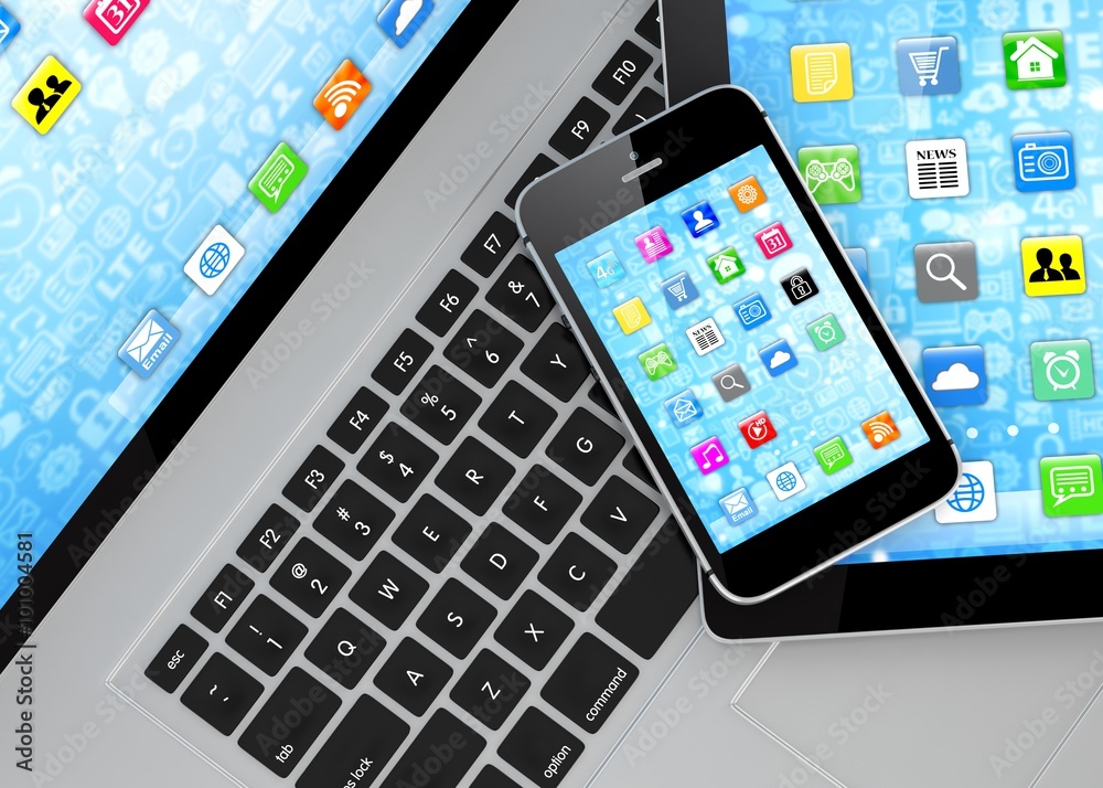 Laptop, phone and tablet pc. Laptop, phone and tablet pc.