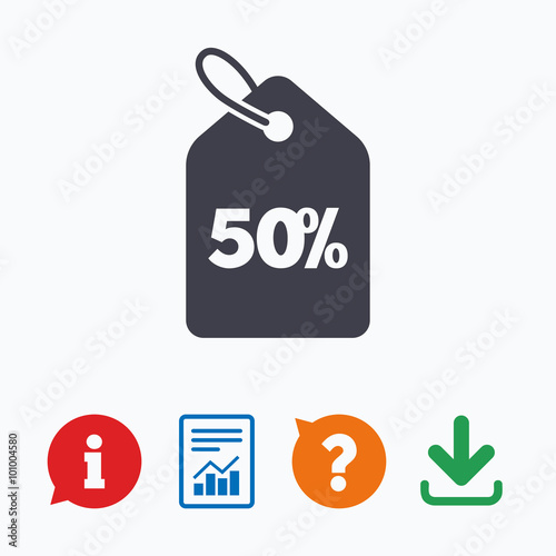 50 percent sale price tag sign icon.