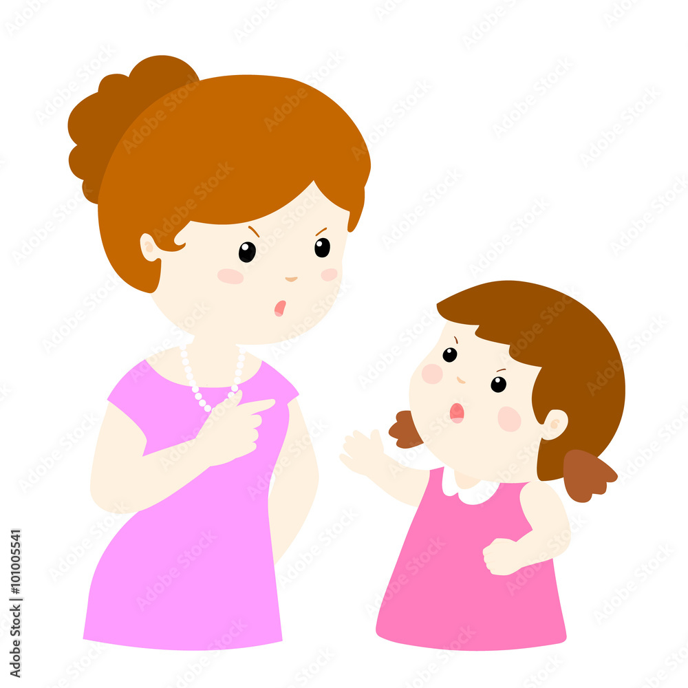 girl and mom arguing vector illustration girl and mom arguing vector illustration