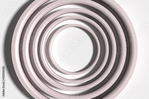 White three-dimensional circles on white background