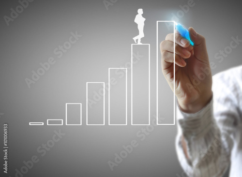 Businessman drawing graphics growing graph