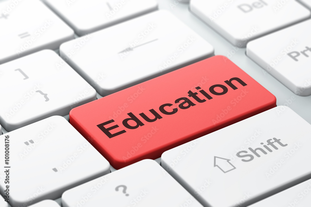 Studying concept: Education on computer keyboard background Studying concept: Education on computer keyboard background