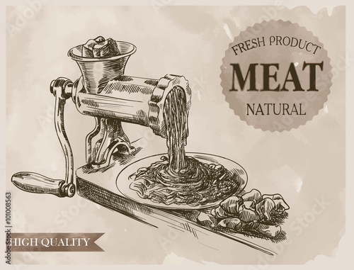 sketch of meat grinder