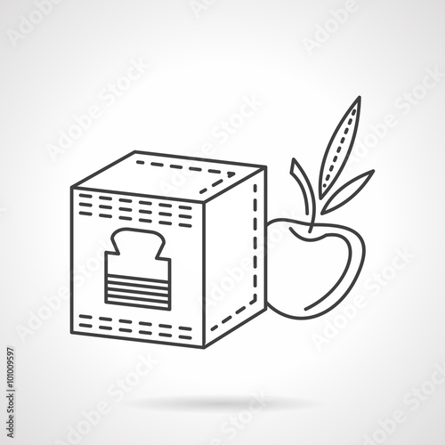 Baby food flat line vector icon. Fruit puree