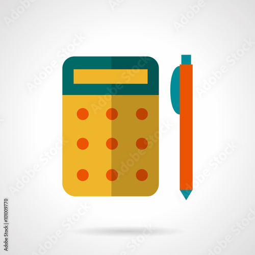 School supply flat vector icon. Yellow calculator