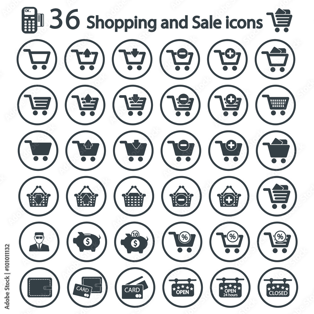 Shopping and sale icon set Shopping and sale icon set