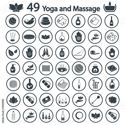 yoga and massage icon set