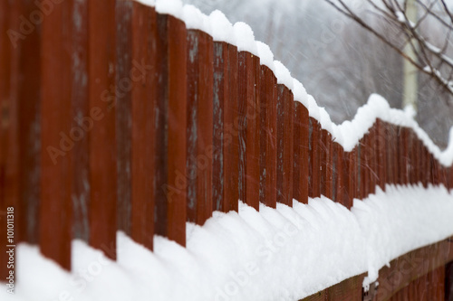 Red wooden fence