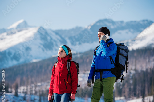 Young couple on a hike