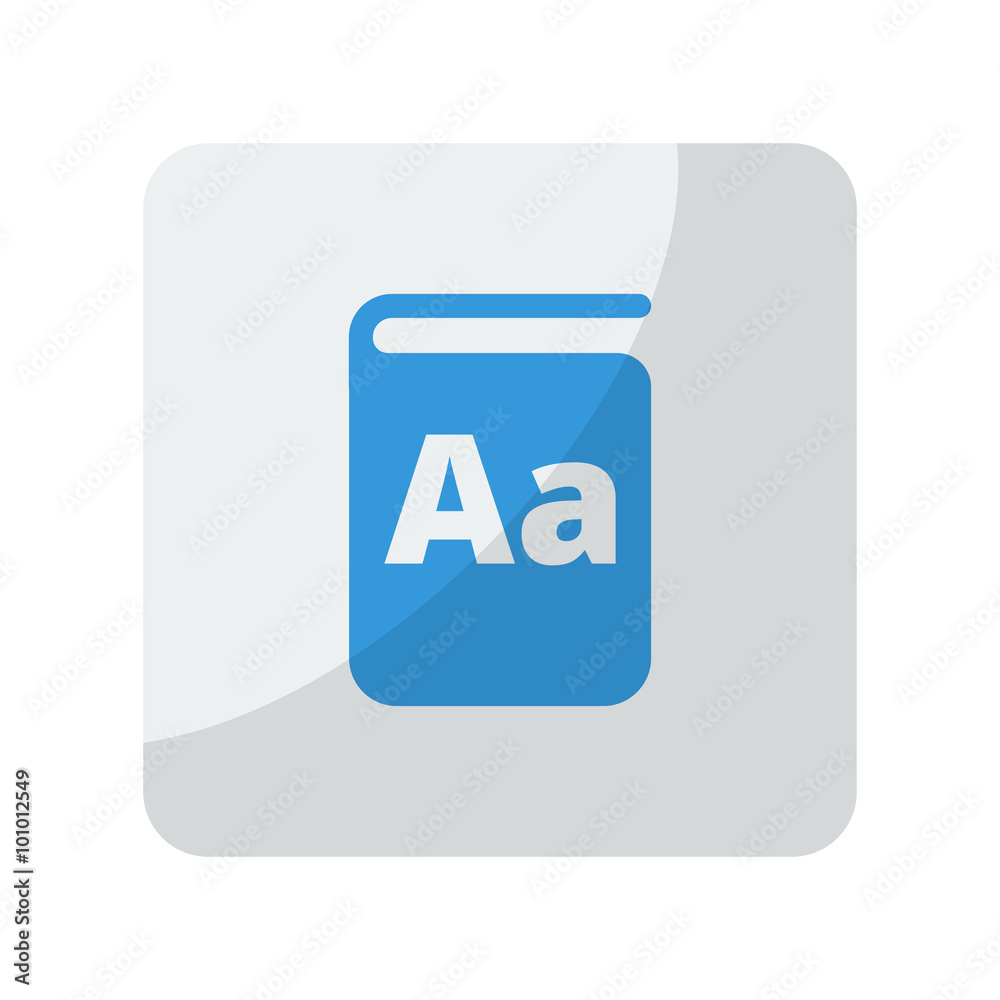 Blue Text Book icon on grey rounded square button on white Blue Text Book icon on grey rounded square button on white