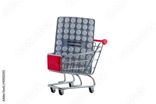 Shopping carts with pills photo