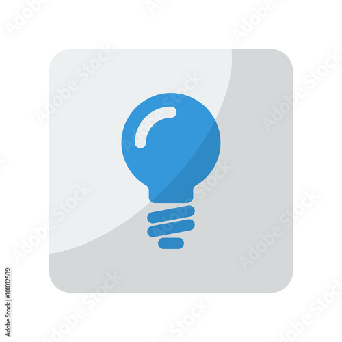 Blue Light Bulb icon on grey rounded square button on white