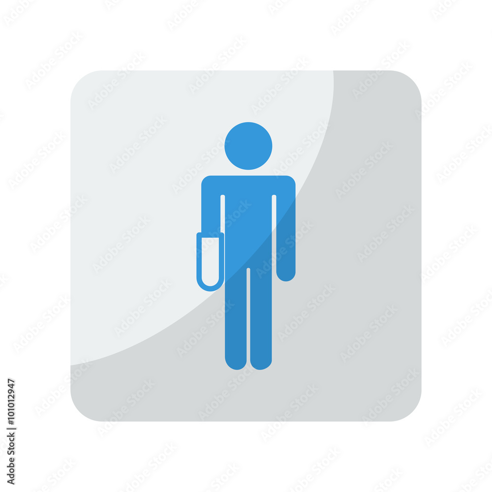 Blue Hand icon on grey rounded square button on white Blue Hand icon on grey rounded square button on white