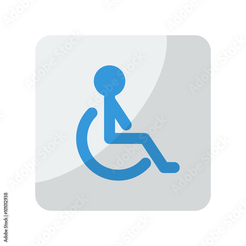 Blue Wheel Chair icon on grey rounded square button on white