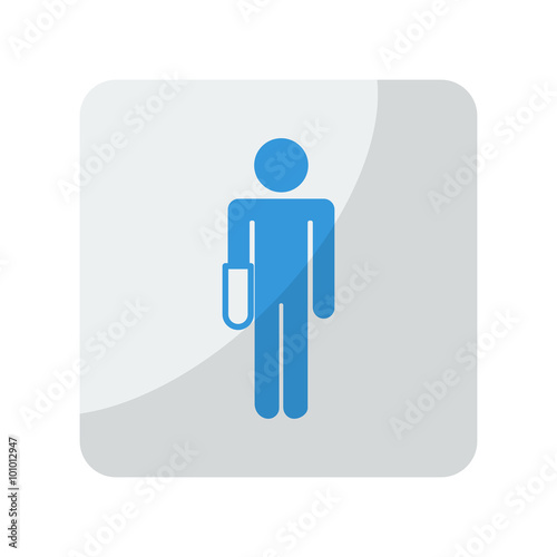 Blue Hand icon on grey rounded square button on white