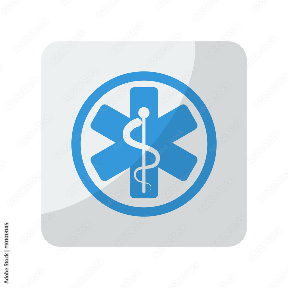 Blue Medical icon on grey rounded square button on white Blue Medical icon on grey rounded square button on white