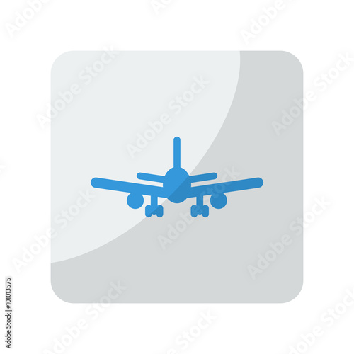 Blue Airplane icon on grey rounded square button on white