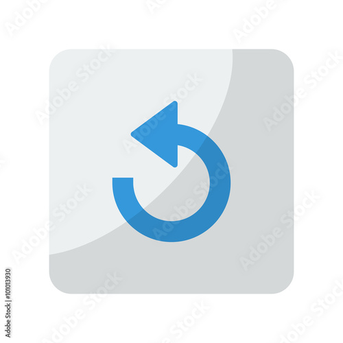 Blue Undo icon on grey rounded square button on white
