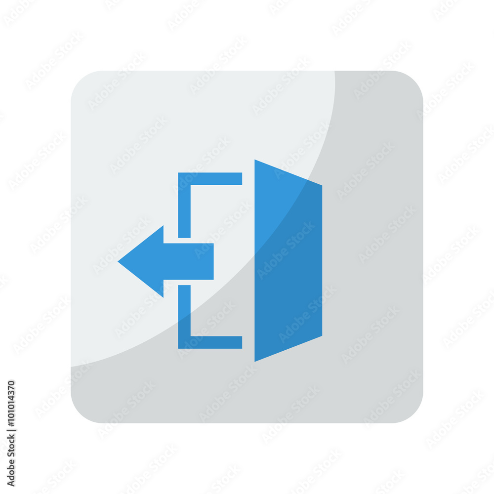 Blue Exit icon on grey rounded square button on white
Blue Exit icon on grey rounded square button on white