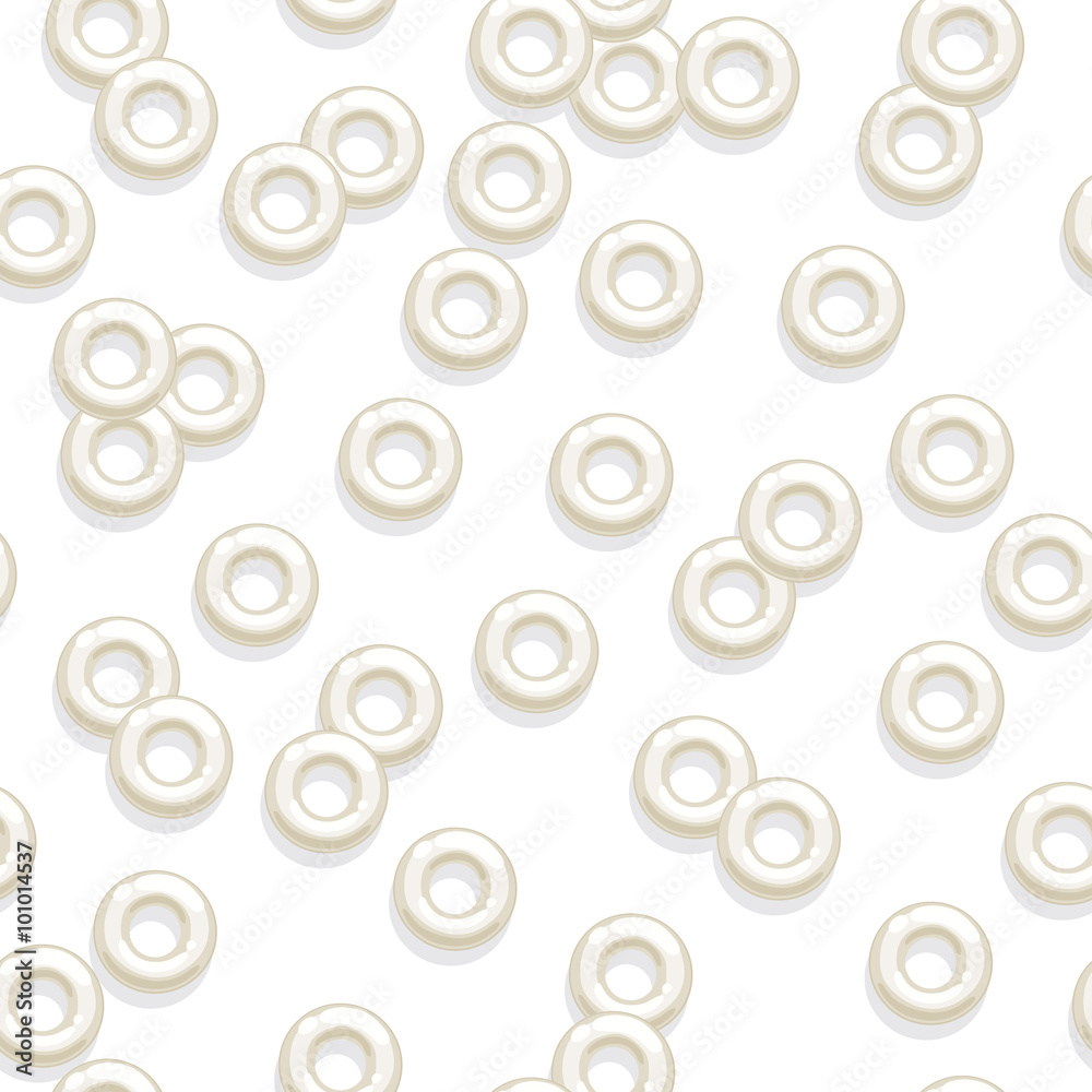 Seamless white hard candy rings background.