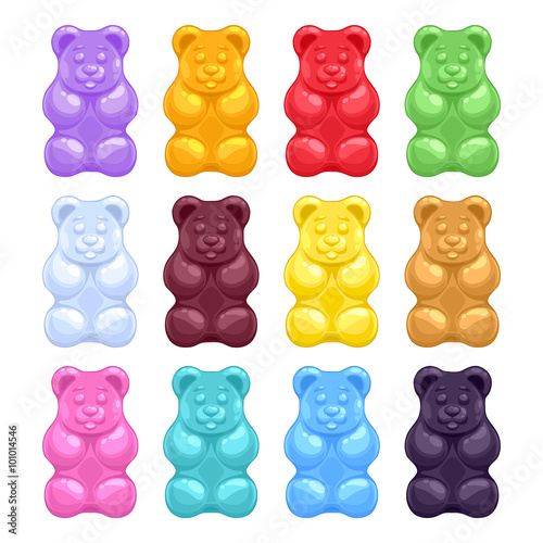 Set of colorful beautiful gummy bears. photo