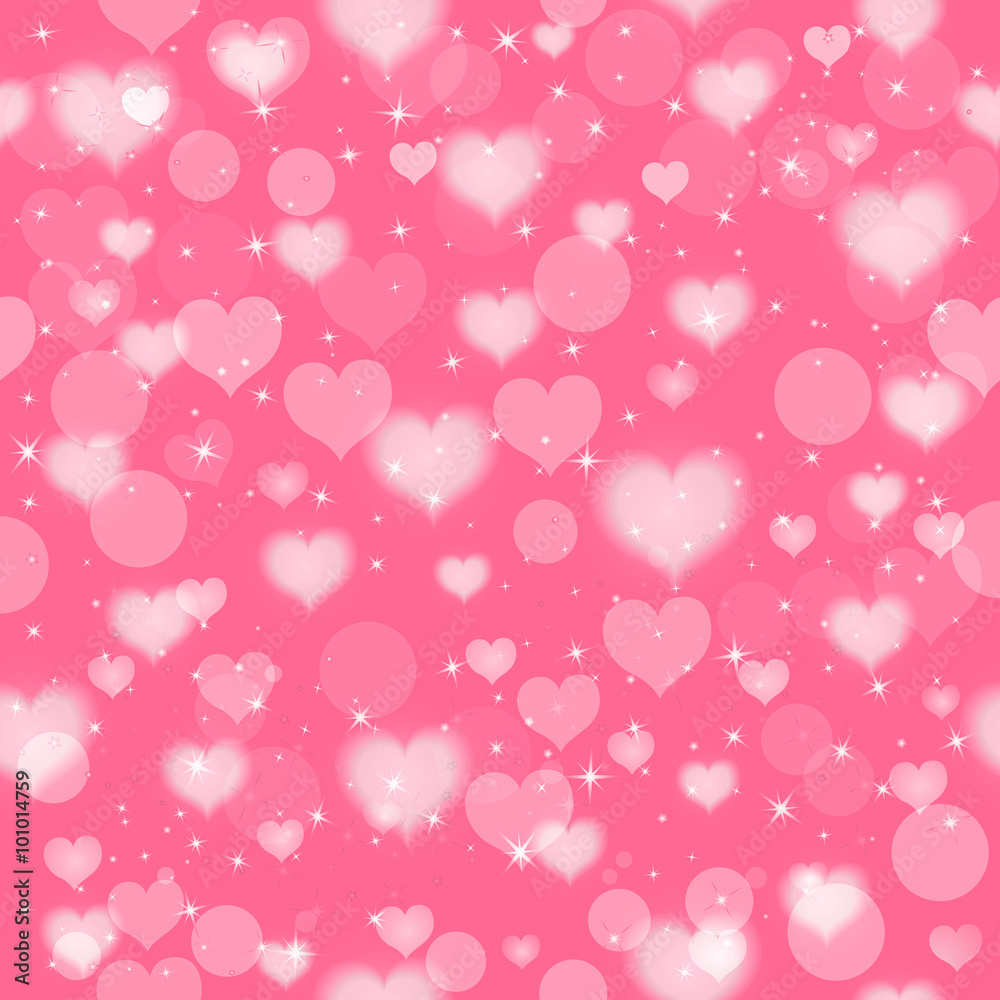 Pink seamless background with hearts. Vector.