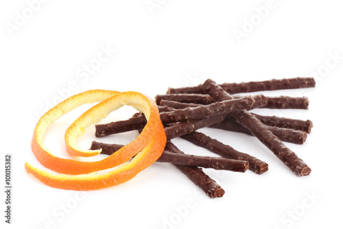 bastoncini di ciocccolato all'arancio photo