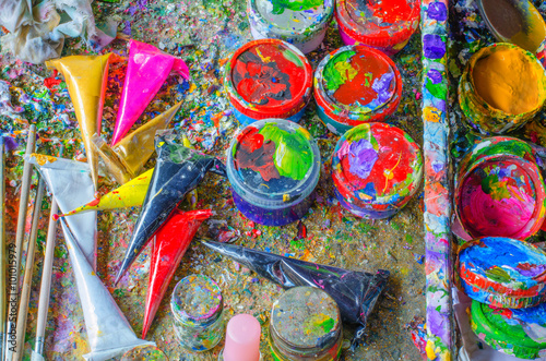 Colorful of the surface of the paint