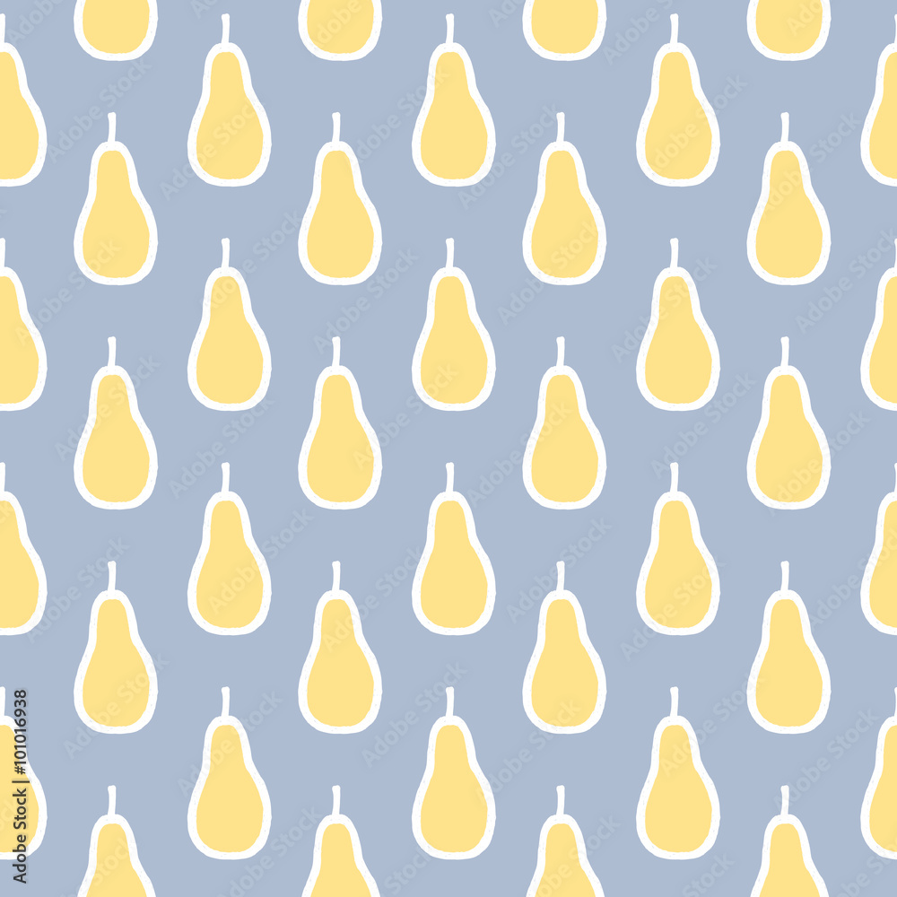 vector seamless pattern of yellow pears, on blue background vector seamless pattern of yellow pears, on blue background