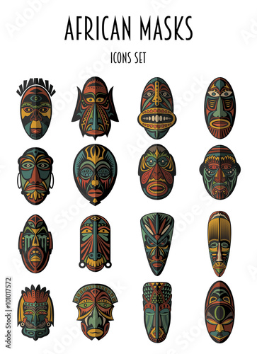 Set of African Ethnic Tribal masks