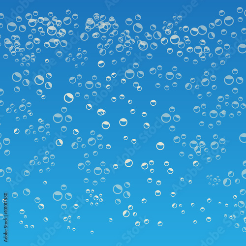 Bubbles in water on blue background