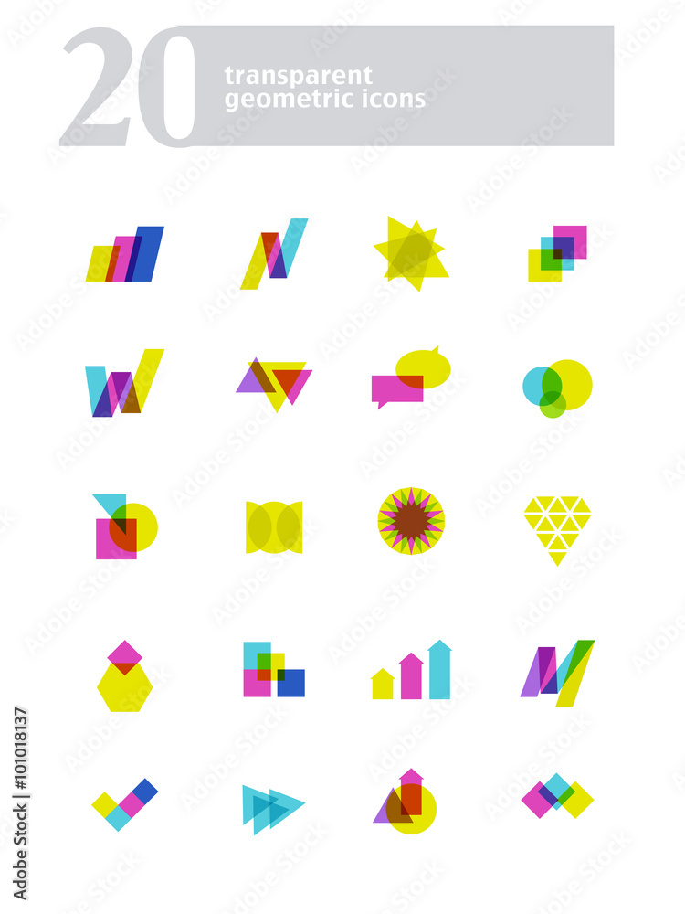 Collection of transparent simple geometric abstract icons. Collection of transparent simple geometric abstract icons.